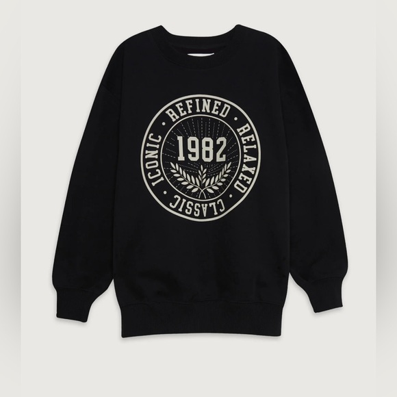 Sweaters - OAK + FORT Iconic 1982 Graphic Oversized Crewneck Size Small Black
